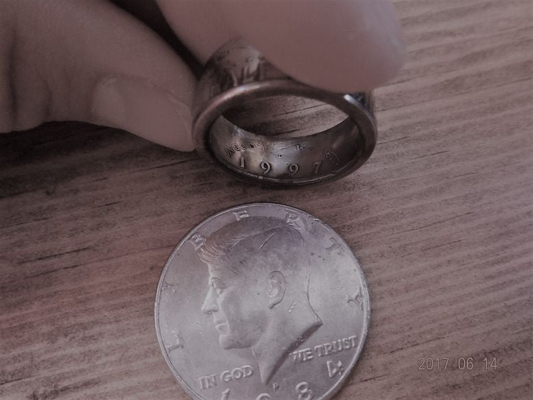 Silver half dollar ring