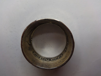 Mexican Pesos Coin Ring, Handcrafted Size 11.5