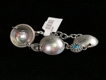 Bracelet with 3 Wyoming Quarters and two light blue and silvertone beads