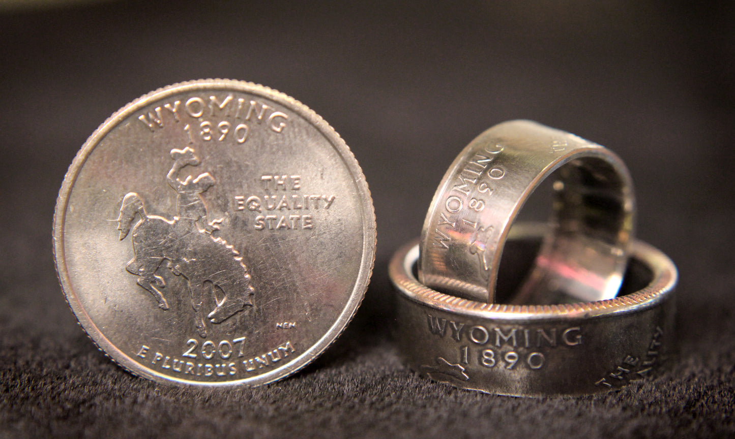 Wyoming Quarter Coin Ring   Handcrafted   Made in Wyoming