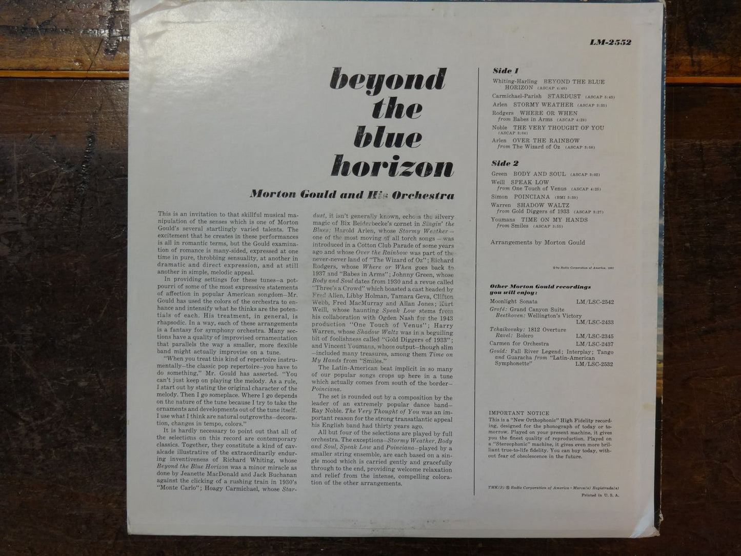 Morton Gould and His Orchestra, Beyond the Blue Horizon